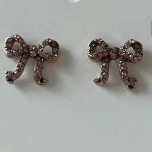 Sparkling Fashion Earrings, gold tone with pink fashion gems.